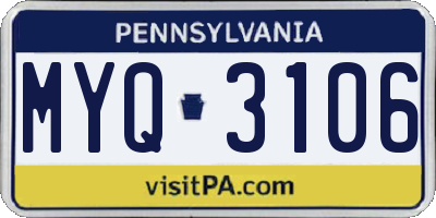 PA license plate MYQ3106