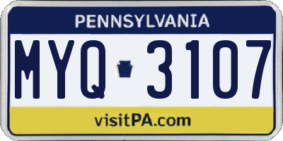 PA license plate MYQ3107