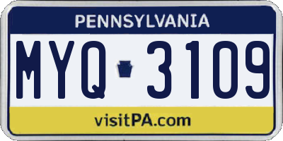 PA license plate MYQ3109