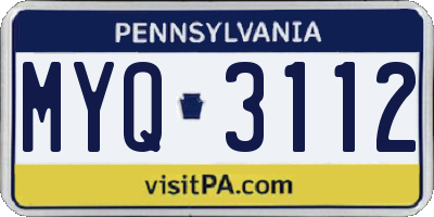 PA license plate MYQ3112
