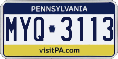 PA license plate MYQ3113