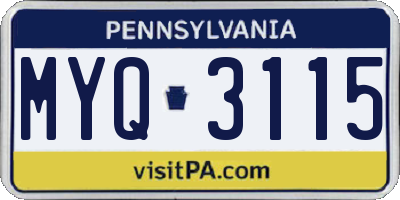 PA license plate MYQ3115