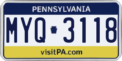 PA license plate MYQ3118
