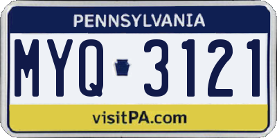 PA license plate MYQ3121