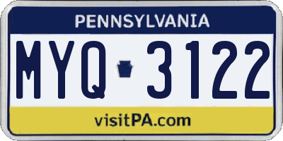 PA license plate MYQ3122