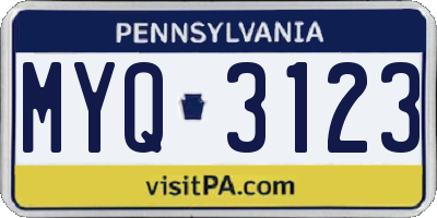 PA license plate MYQ3123