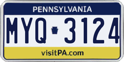 PA license plate MYQ3124