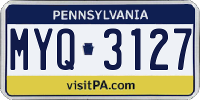 PA license plate MYQ3127