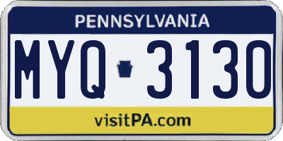 PA license plate MYQ3130