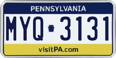 PA license plate MYQ3131