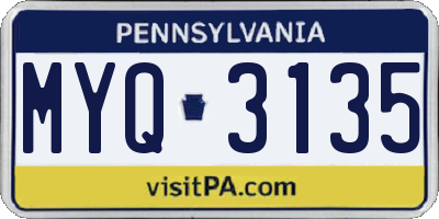 PA license plate MYQ3135