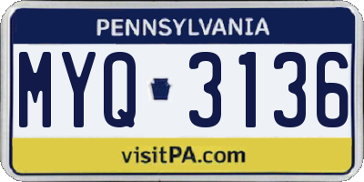 PA license plate MYQ3136