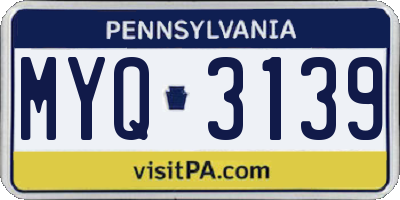 PA license plate MYQ3139