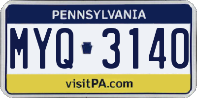 PA license plate MYQ3140