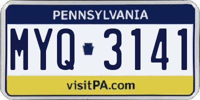 PA license plate MYQ3141