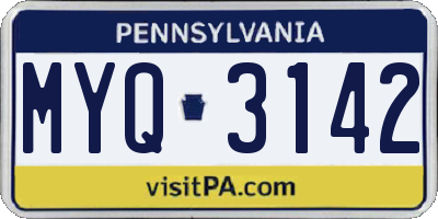 PA license plate MYQ3142