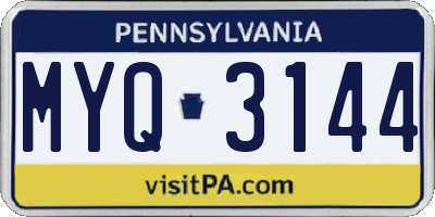 PA license plate MYQ3144