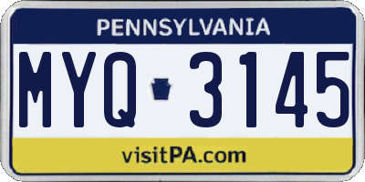 PA license plate MYQ3145