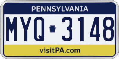 PA license plate MYQ3148