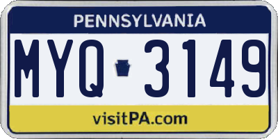 PA license plate MYQ3149