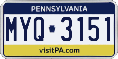 PA license plate MYQ3151