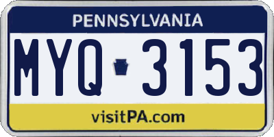 PA license plate MYQ3153