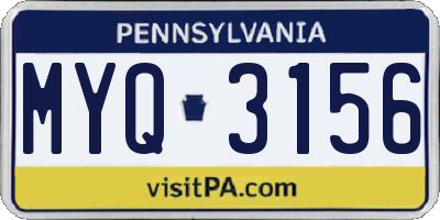 PA license plate MYQ3156