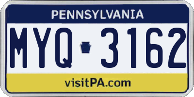PA license plate MYQ3162