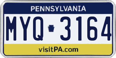 PA license plate MYQ3164
