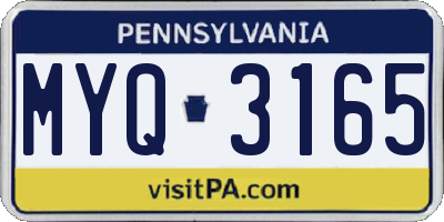 PA license plate MYQ3165