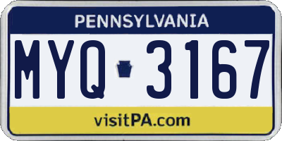 PA license plate MYQ3167
