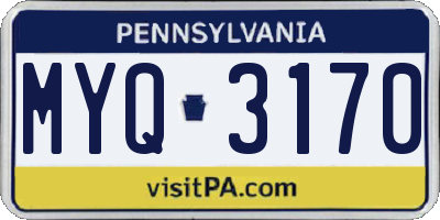 PA license plate MYQ3170