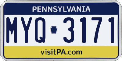 PA license plate MYQ3171