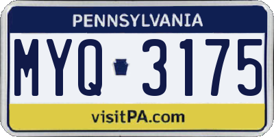 PA license plate MYQ3175