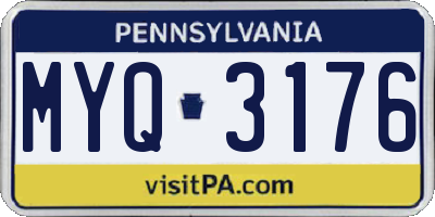 PA license plate MYQ3176