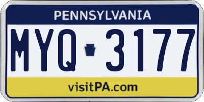 PA license plate MYQ3177