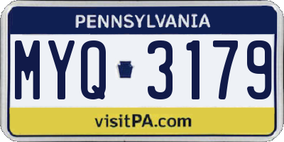 PA license plate MYQ3179