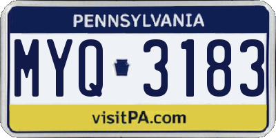 PA license plate MYQ3183