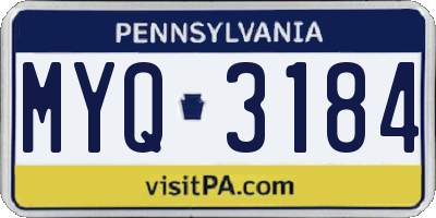PA license plate MYQ3184