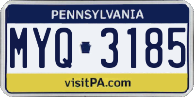 PA license plate MYQ3185