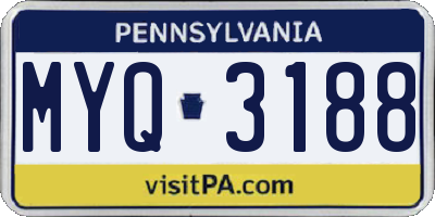 PA license plate MYQ3188