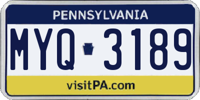PA license plate MYQ3189