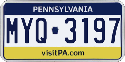 PA license plate MYQ3197