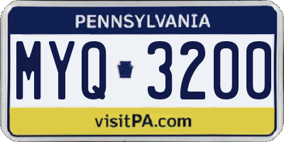 PA license plate MYQ3200