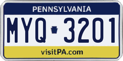 PA license plate MYQ3201