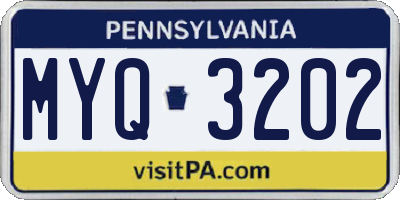 PA license plate MYQ3202