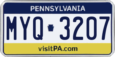 PA license plate MYQ3207