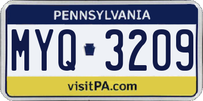 PA license plate MYQ3209