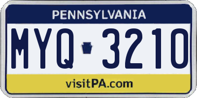 PA license plate MYQ3210