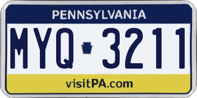 PA license plate MYQ3211